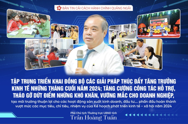 Tập trung triển khai đồng bộ các giải pháp thúc đẩy tăng trưởng kinh tế những tháng cuối năm 2024; tăng cường công tác hỗ trợ, tháo gỡ dứt điểm những khó khăn, vướng mắc cho doanh nghiệp....